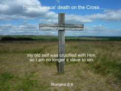 Cross with Bible verse, picture link to ‘Reflections on the Cross’ page.