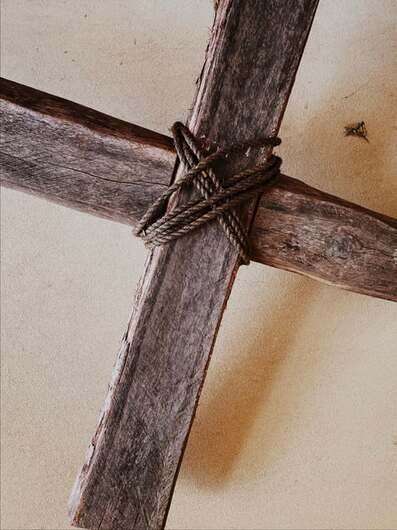 Close-up of a cross, illustrating ‘Jesus bridged the gap’.