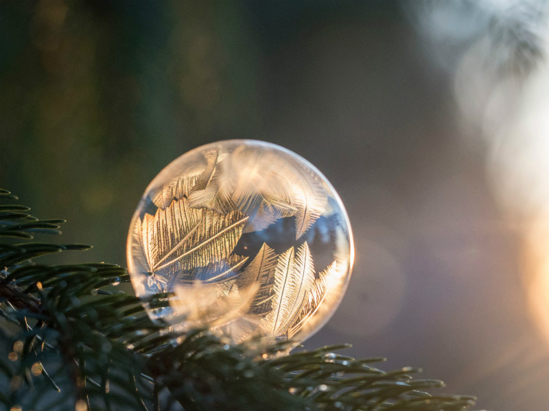 Close up of beautiful frosted glass bauble.