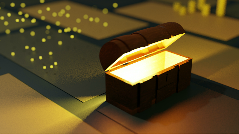 'Treasure chest' glowing with a bright light.