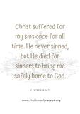 'Christ suffered for my sins' quotation.