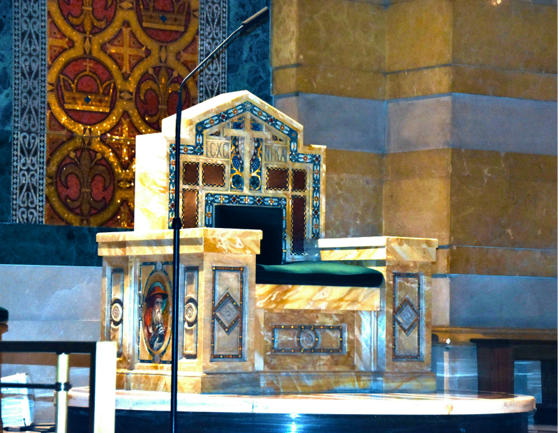 Ornate marble throne.