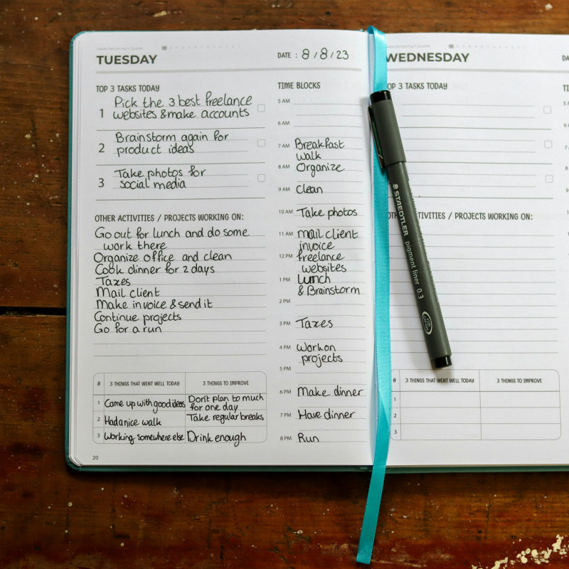 Open planner with 'to do' lists.