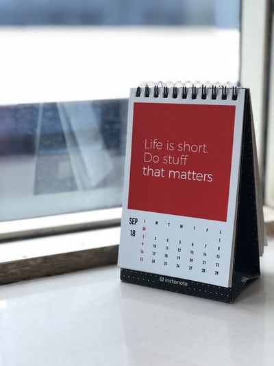 Calendar saying 'Do the stuff that matters'.