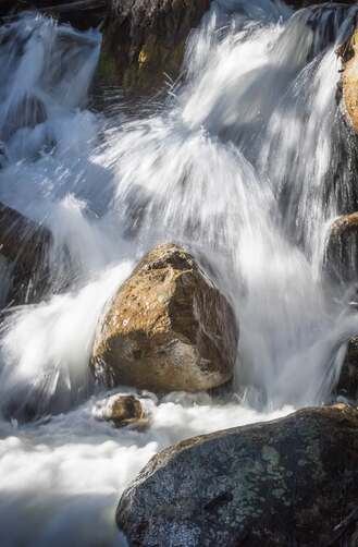 Water gushing over rocks, illustrating the River of Life.